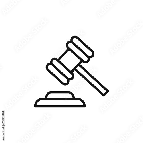 Gavel icon outline collection in black and on white background