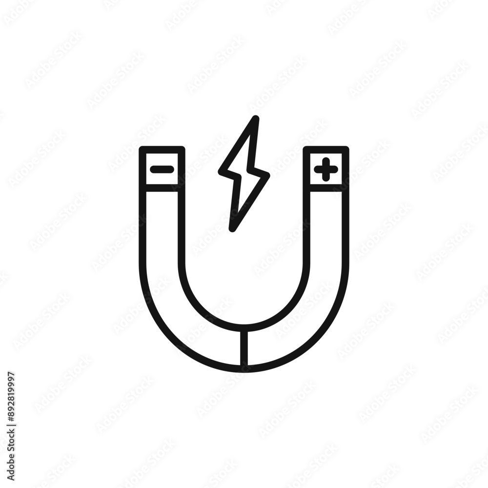 Magnet icon outline collection in black and on white background