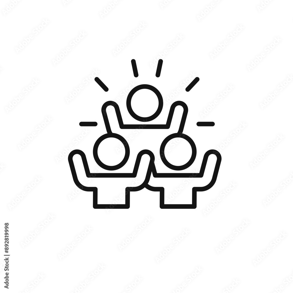 happy people icon outline collection in black and on white background