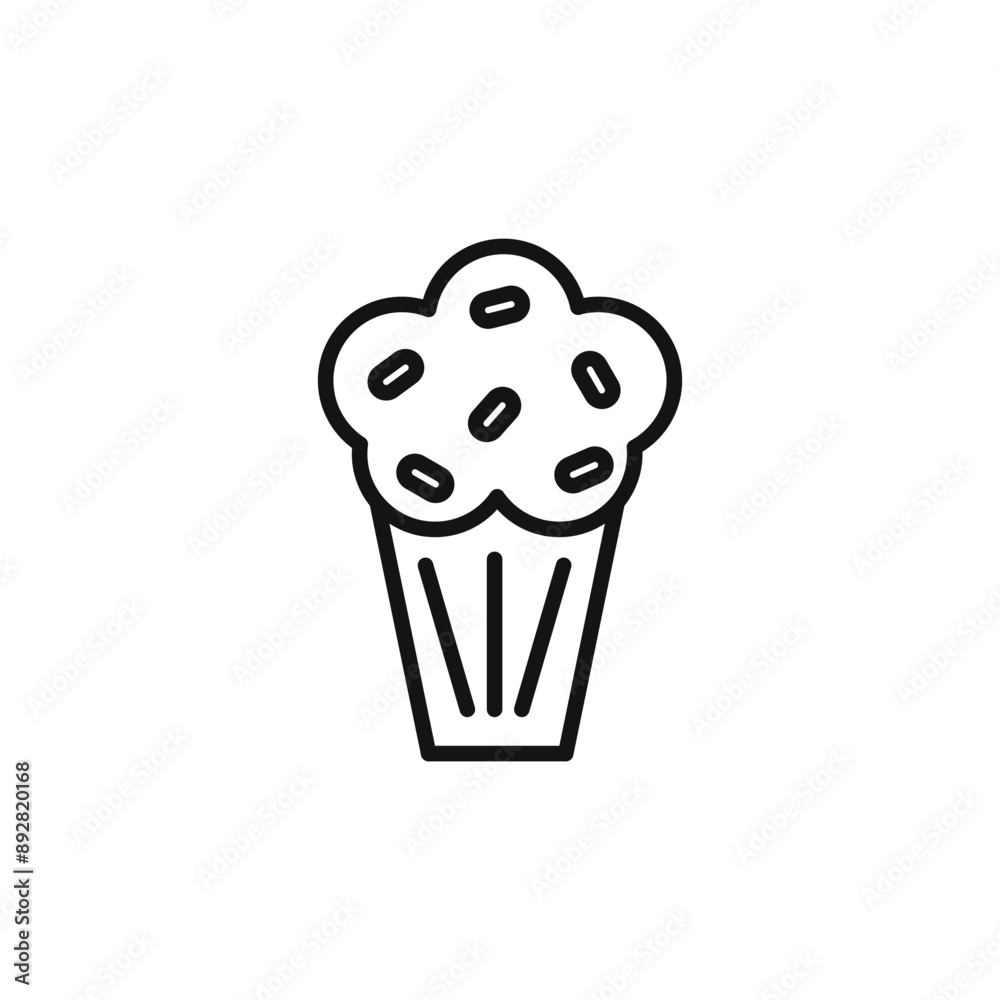 Muffin Icon outline collection in black and on white background