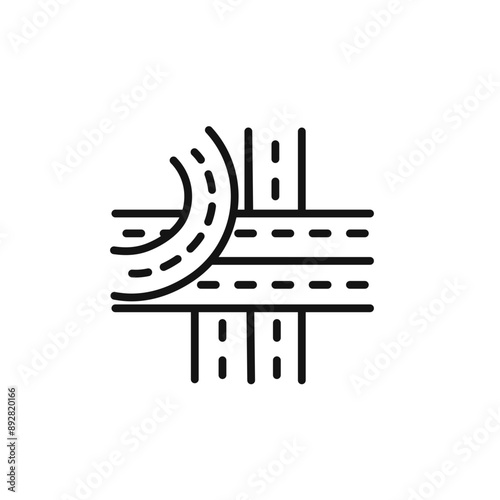 Multi level junction icon outline collection in black and on white background