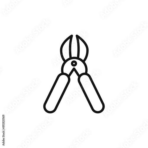 pruner icon outline collection in black and on white background