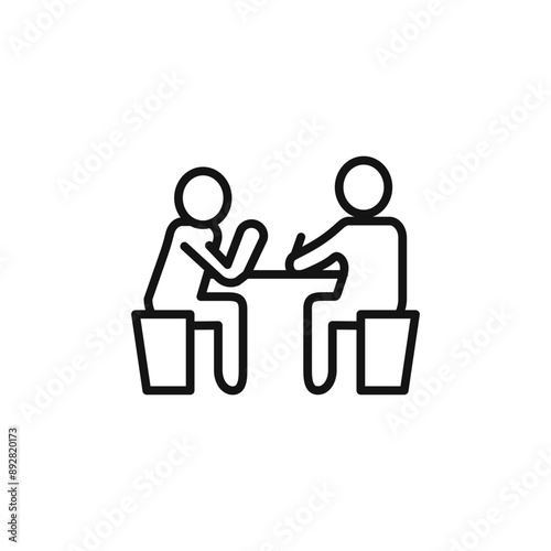 psychologist and patient icon outline collection in black and on white background