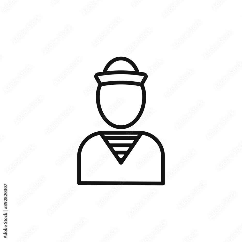 Sailor icon outline collection in black and on white background Sailor icon outline collection in black and on white background