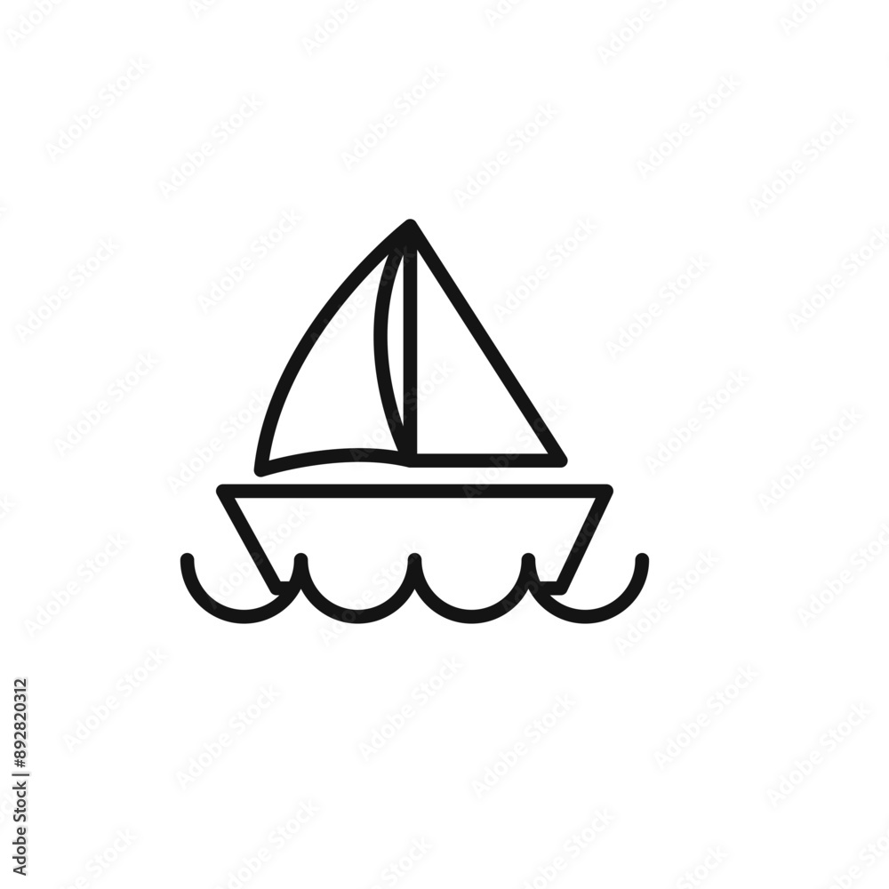 Sailboat icon outline collection in black and on white background Sailboat icon outline collection in black and on white background