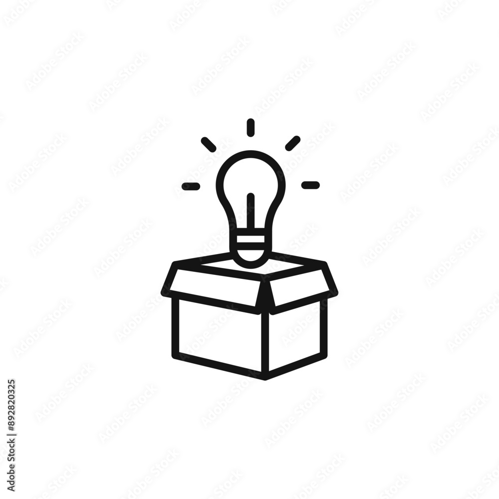 Think out of box idea icon outline collection in black and on white background Think out of box idea icon outline collection in black and on white background