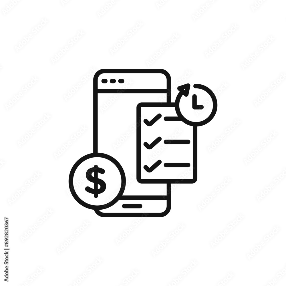 Transaction history icon outline collection in black and on white background Transaction history icon outline collection in black and on white background