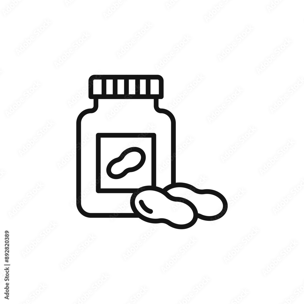 Peanut butter icon outline collection in black and on white background Peanut butter icon outline collection in black and on white background