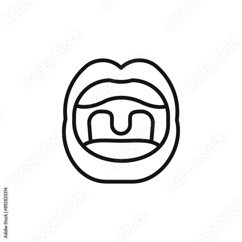 Throat oral mouth icon outline collection in black and on white background