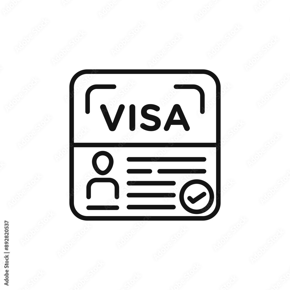 Start up visa icon outline collection in black and on white background Start up visa icon outline collection in black and on white background