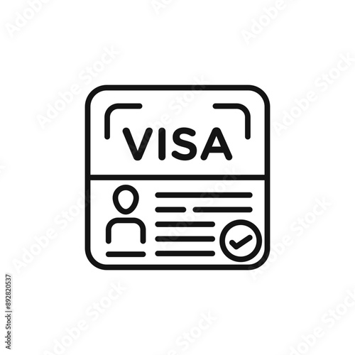 Start up visa icon outline collection in black and on white background
