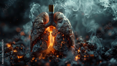 Up in Smoke A Haunting Depiction of Lung Decay and Cigarette Dangers Powerful Health Warning Image Shot with Fujifilm XT3 photo