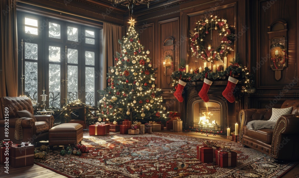 Cozy Christmas Living Room With Fireplace Cozy Christmas Living Room With Fireplace
