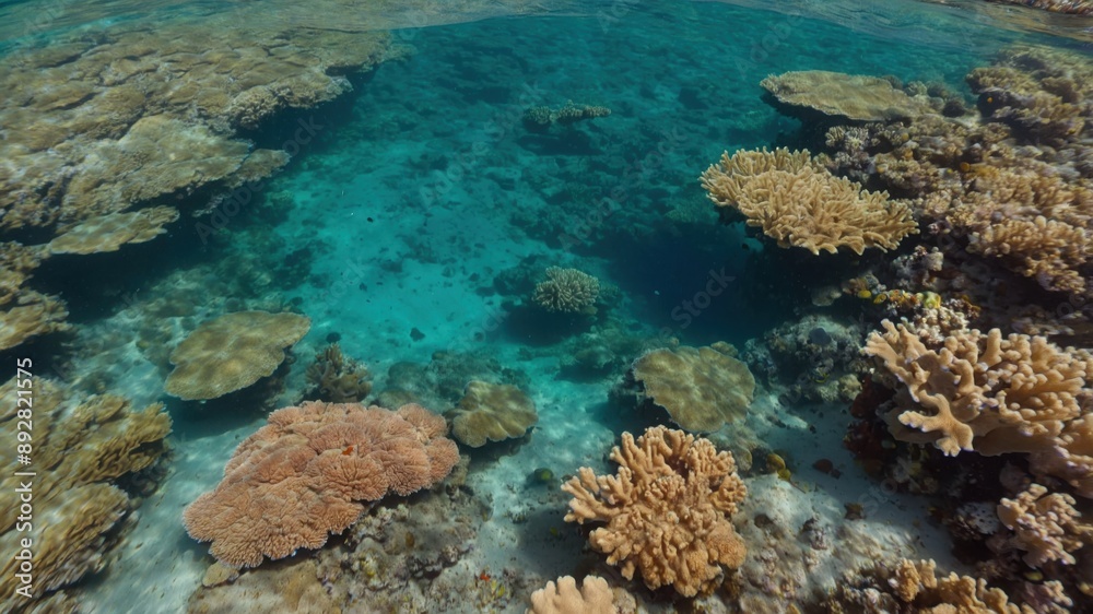 Fototapeta premium Underwater View of Colorful Coral Reef in Tropical Ocean