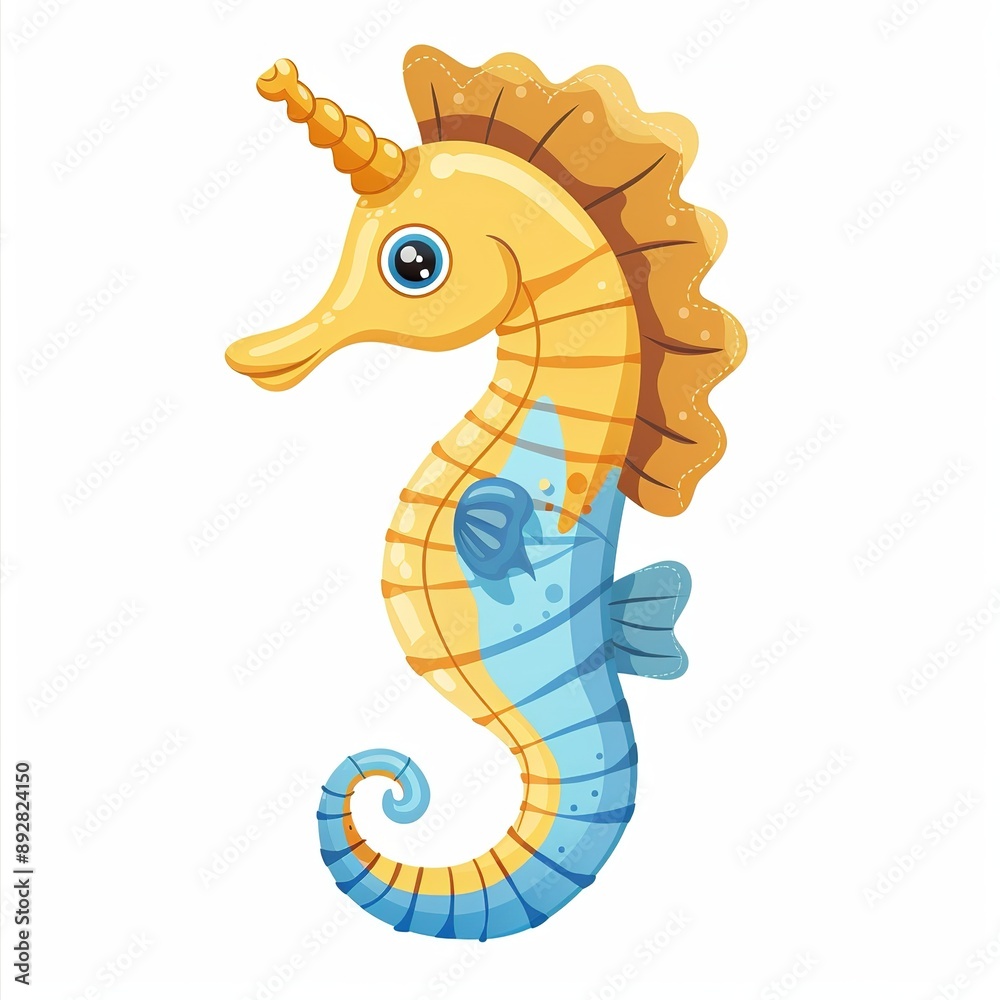 Fototapeta premium Seahorse Retro animal fashion cartoon isolated whitebackground
