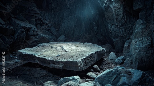 Enigmatic Stone Altar Ancient Power and Mystery in the Shadows photo