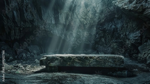 Enigmatic Stone Altar Ancient Power and Mystery in the Shadows photo