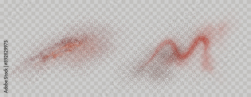 Grainy scatterings of  spicy burst . Splashes of  red pepper powder.Overlay effect chilli or paprika spice splatters. Vector realistic illustration of hot dried spice.