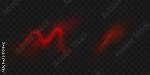 Grainy scatterings of  spicy burst . Splashes of  red pepper powder.Overlay effect chilli or paprika spice splatters. Vector realistic illustration of hot dried spice.