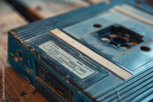 Vintage Blue Cassette Tape Close Up