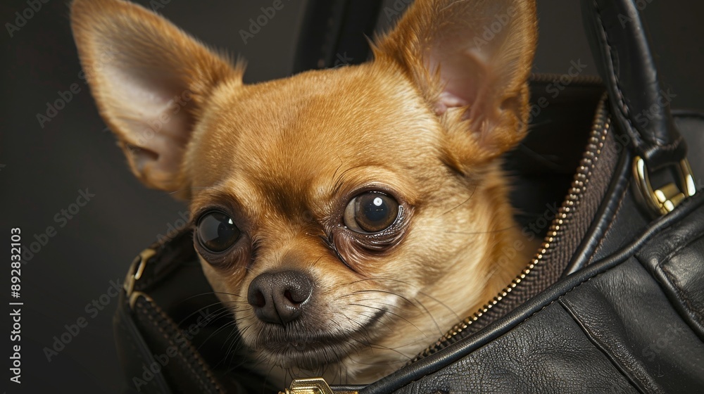 Chihuahua in a purse, close-up. Chihuahua in a purse, close-up.