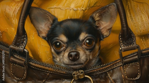 Wallpaper Mural Chihuahua in a purse, close-up.  Torontodigital.ca