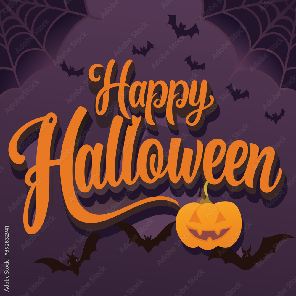 Happy Halloween with Pumpkins and Bats. Happy Halloween with Pumpkins and Bats.