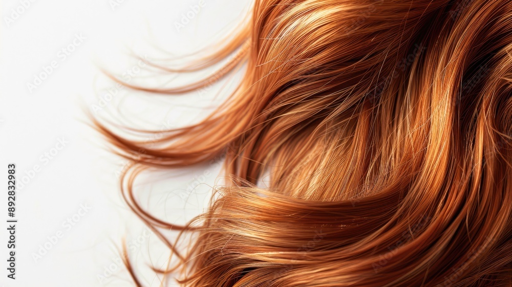 Close-up of vibrant auburn hair with natural waves Close-up of vibrant auburn hair with natural waves