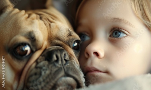 French Bulldog with children