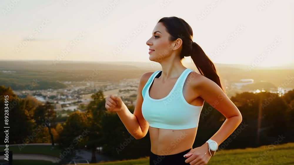 Woman running jogging in a park