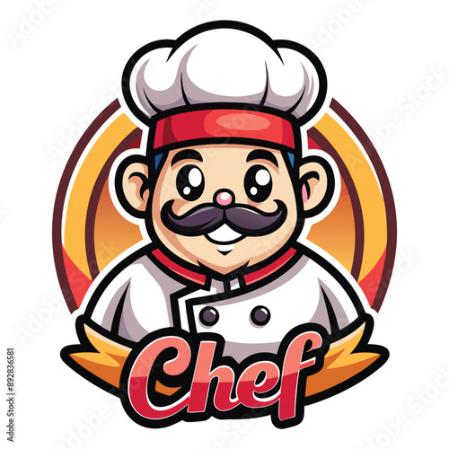 Cartoon Chef Mascot Logo Design.