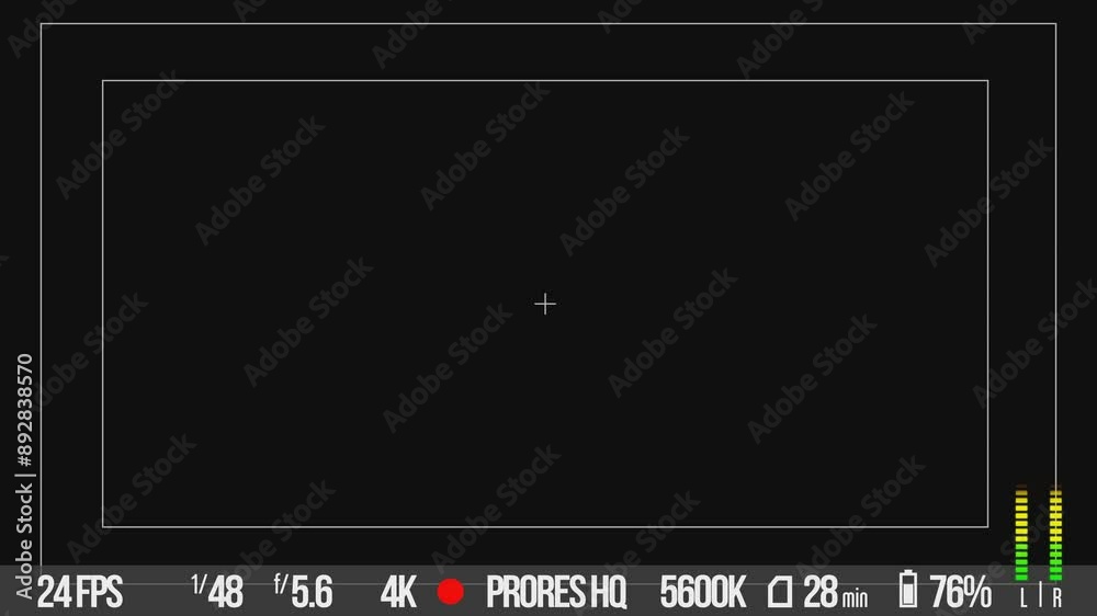 DSLR camera interface overlay design, Videography device focus screen display frames .