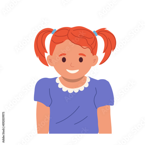 Little pretty preschool girl child cartoon character giggling feeling excited and joyous portrait
