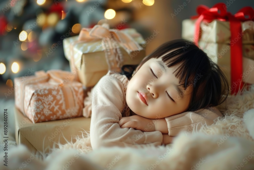 Little boy rests comfortably bed dreaming of magical christmas night. Innocent peaceful sleep captures holiday wonder child's dream. Child's dream unfolds magical world of festive holiday cheer. Little boy rests comfortably bed dreaming of magical christmas night. Innocent peaceful sleep captures holiday wonder child's dream. Child's dream unfolds magical world of festive holiday cheer.
