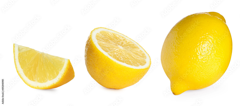 Set of fresh lemons isolated on white Set of fresh lemons isolated on white