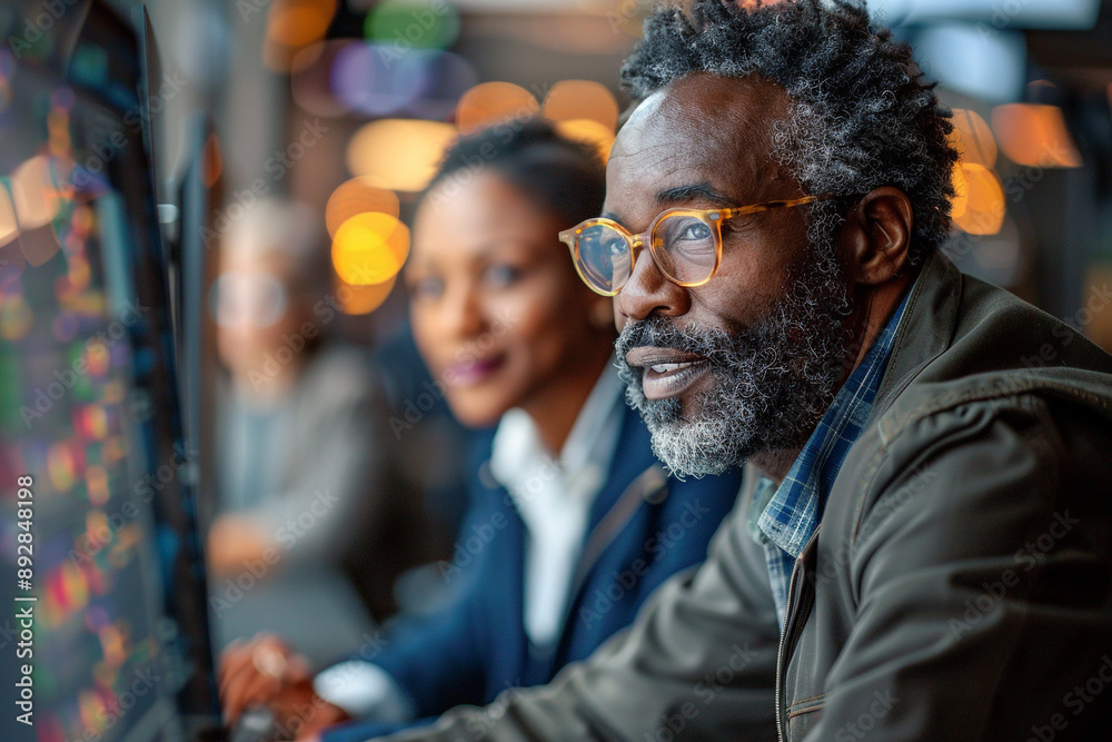 IT engineer explaining something to a manager