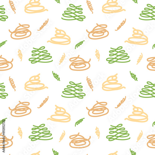 Vector hand painted trendy traditional Italian cuisine pizza illustration Cute flat simple hand drawn seamless pattern wallpaper background wrapping paper design