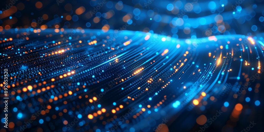 Obraz premium Abstract blue background with glowing lines and strips, ideal for technology and futuristic designs. 