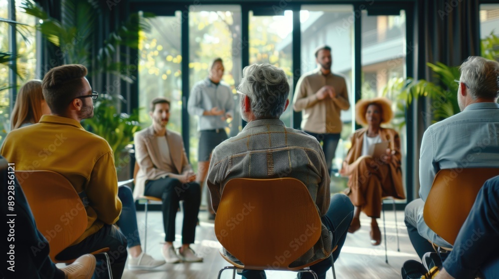 Obraz premium People seated in chairs in a meeting room