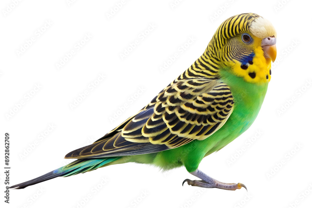 Obraz premium Close-Up of Colorful Budgerigar Parrot Perched