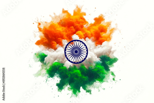  indian flag or indian tiranga flag blur color splash graphic design texture mock up,india,indian republic day or independence day celebration concept,white background