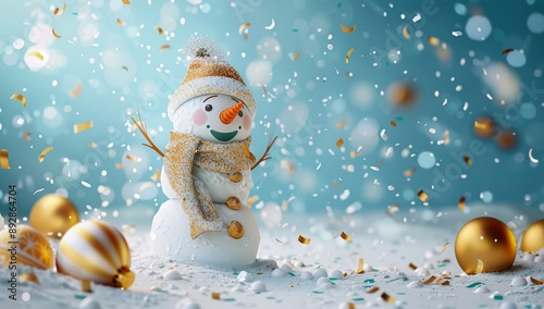 Snowman With Confetti and Ornament
