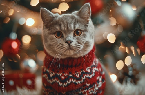 Cat In Christmas Sweater
