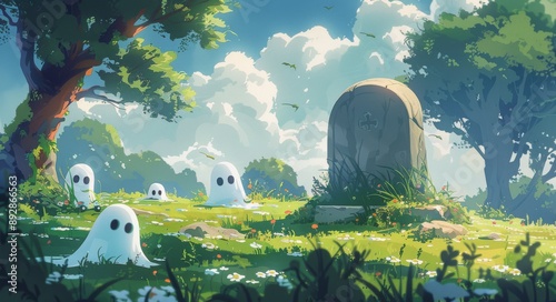 Ghostly Gathering by Graveyard