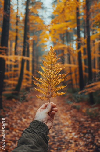 Autumn Fern in Forest