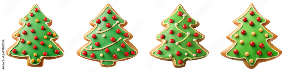 Christmas red, green color tree cookie, transparent background PNG file Christmas red, green color tree cookie, transparent background PNG file