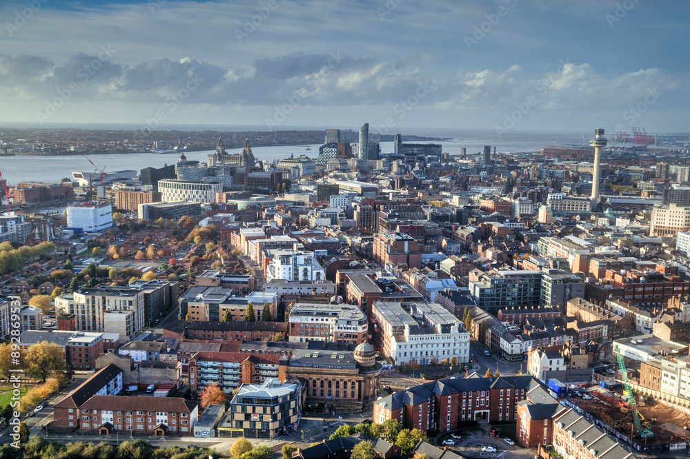 Aerial View of Liverpool City, UK. Aerial View of Liverpool City, UK.