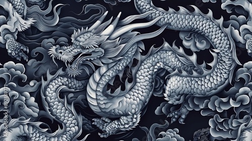 Hand drawn chinese dragon pattern
