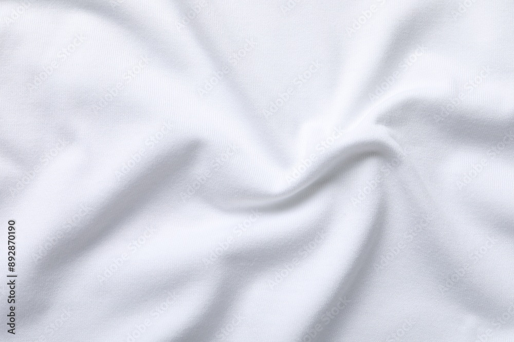 Fototapeta premium Texture of white fabric as background, top view