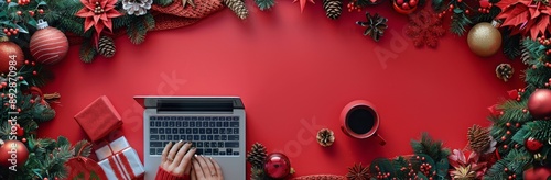 Christmas Laptop Work and Coffee